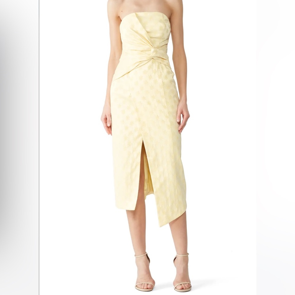 C/MEO Collective Elate Strapless Midi Dress Yellow Floral XL